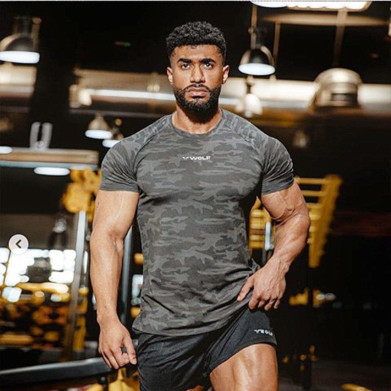 Men’s Running Sports T-Shirt – Quick-Dry Camouflage Short Sleeve Fitness Top - ABC&D Fitness
