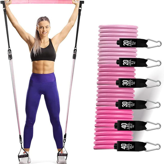 Yoga Gymnastic Bar 180 Pounds Reinforced Resistance Band Pull Rope Set - ABC&D Fitness