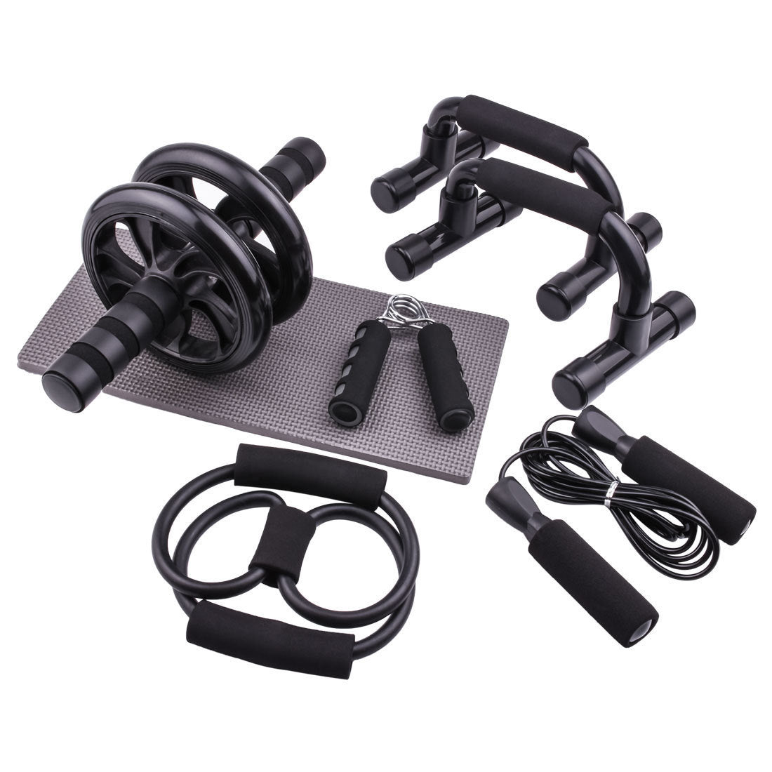 Indoor Push-Up Bracket with 7-Piece Abdominal Wheel Set – Multifunctional Sports Fitness Equipment - ABC&D Fitness